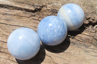 Polished Blue Calcite  Spheres - Sold per Item - From Madagascar - Toprock Gemstones and Minerals 