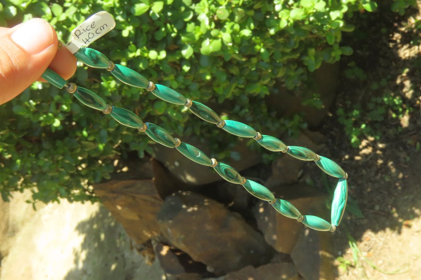 Polished Medium Malachite Barrel Shaped Beaded Necklace - Sold Per Item - From Congo - Toprock Gemstones and Minerals 