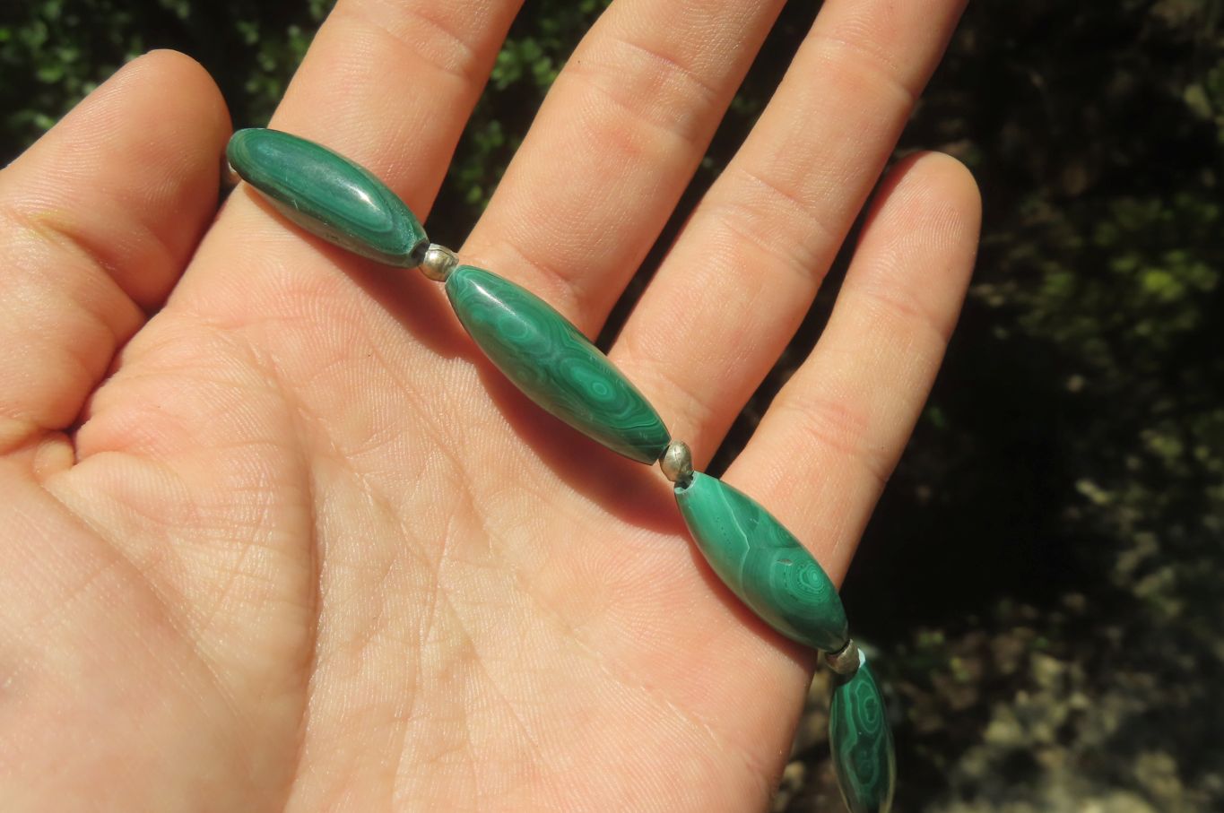 Polished Medium Malachite Barrel Shaped Beaded Necklace - Sold Per Item - From Congo - Toprock Gemstones and Minerals 