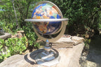 Hand Made Giant Mixed Gemstone Revolving World Globe with Metal Stand x 1 From China - Toprock Gemstones and Minerals 