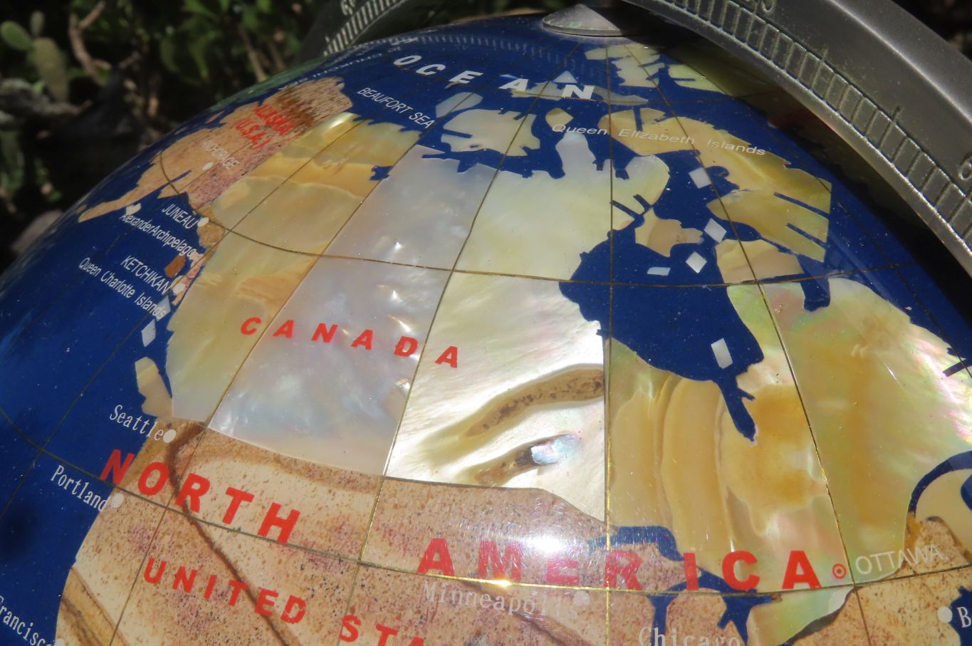 Hand Made Giant Mixed Gemstone Revolving World Globe with Metal Stand x 1 From China - Toprock Gemstones and Minerals 