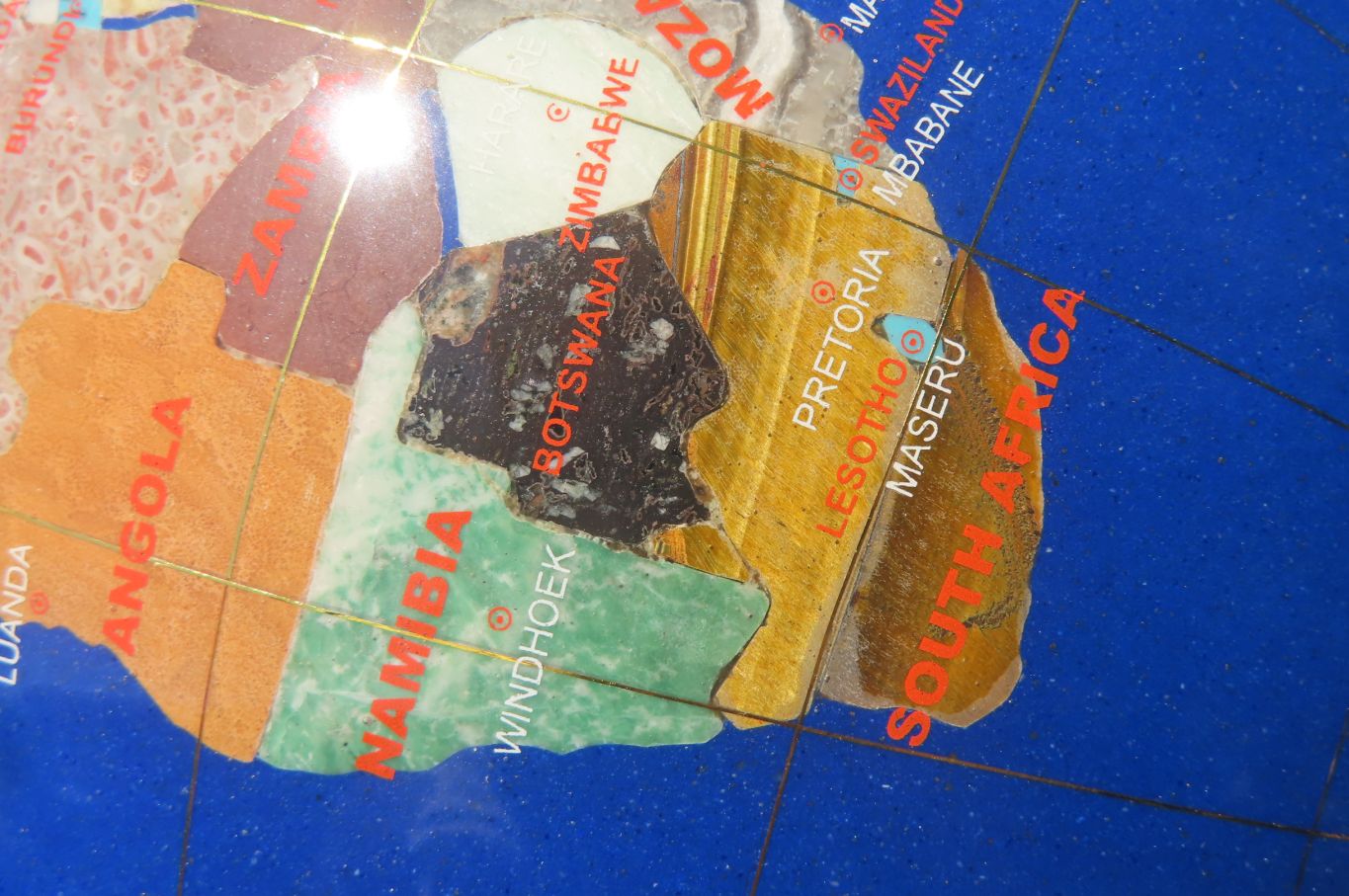 Hand Made Giant Mixed Gemstone Revolving World Globe with Metal Stand x 1 From China - Toprock Gemstones and Minerals 