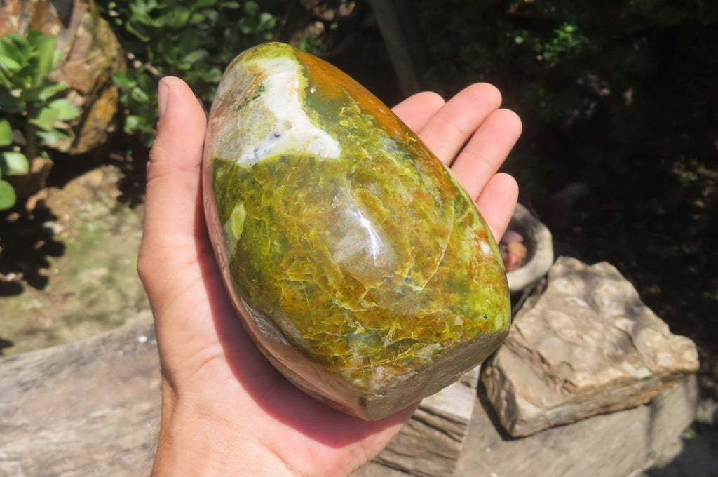 Polished Green Opal Standing Free Form x 1 From Madagascar - Toprock Gemstones and Minerals 