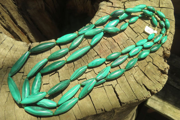 Polished Small Malachite Barrel Shaped Beaded Necklace - Sold Per Item - From Congo - Toprock Gemstones and Minerals 