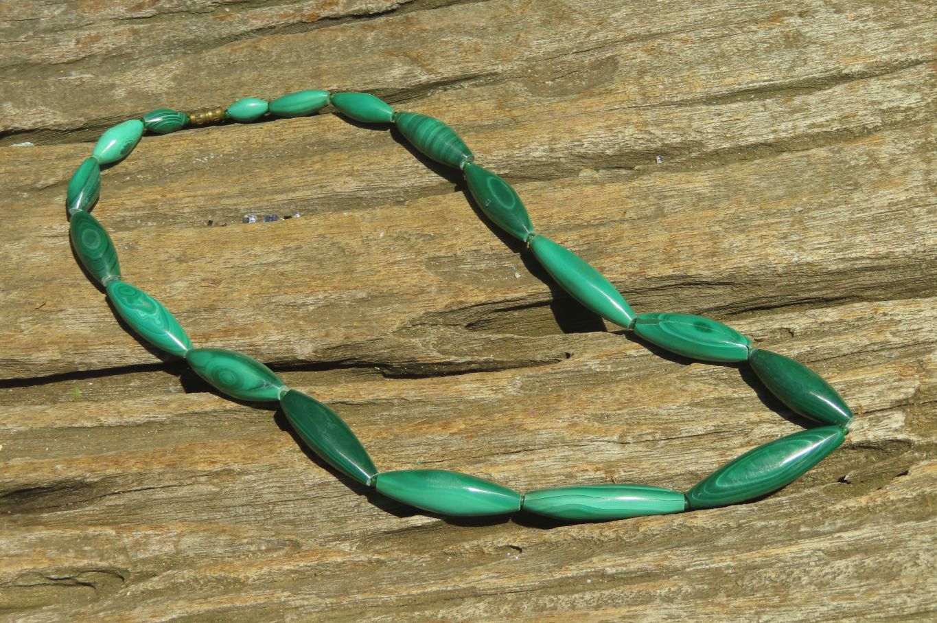 Polished Small Malachite Barrel Shaped Beaded Necklace - Sold Per Item - From Congo - Toprock Gemstones and Minerals 