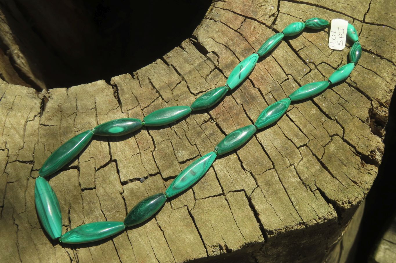 Polished Small Malachite Barrel Shaped Beaded Necklace - Sold Per Item - From Congo - Toprock Gemstones and Minerals 