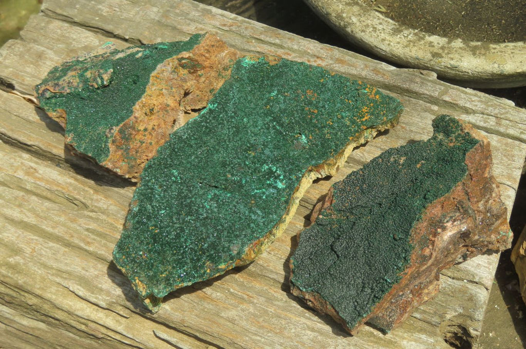 Natural Botryoidal Malachite Specimens x 3 From Tenke Fungurume, Congo - Toprock Gemstones and Minerals 