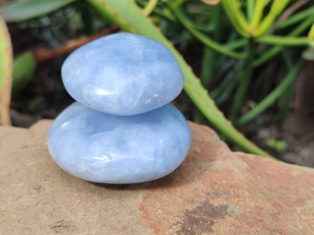 Polished Large Blue Calcite Galet / Palmstones - Sold per KG - From Madagascar - Toprock Gemstones and Minerals 