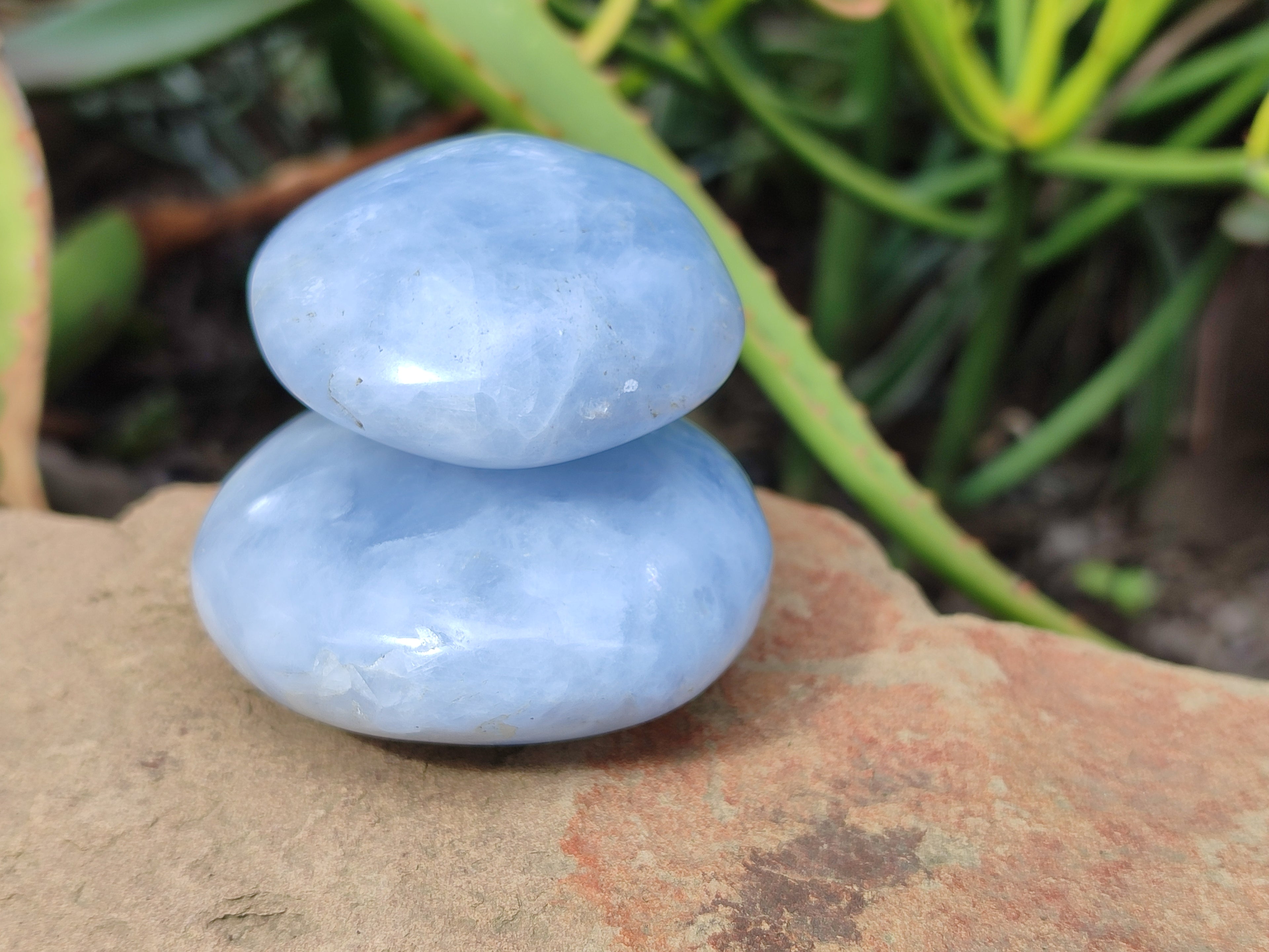 Polished Large Blue Calcite Galet / Palmstones - Sold per KG - From Madagascar - Toprock Gemstones and Minerals 
