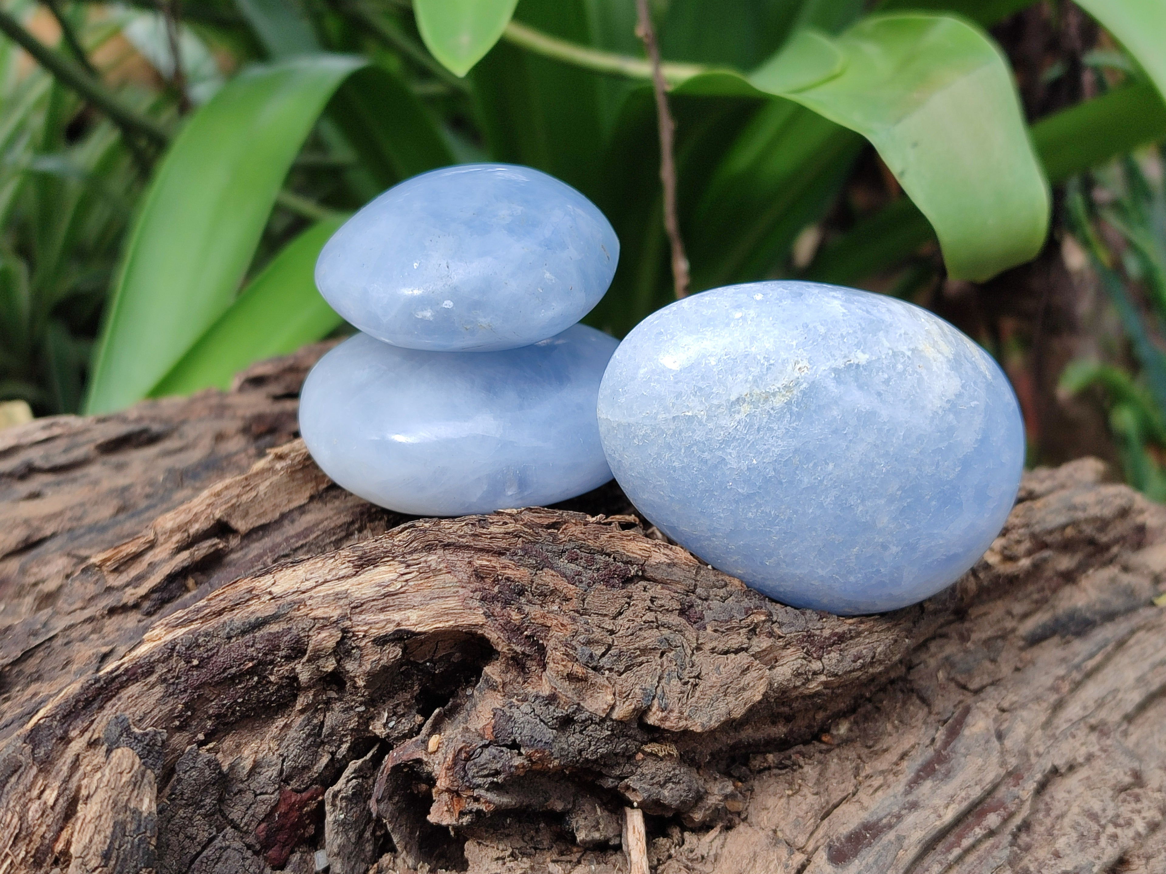 Polished Large Blue Calcite Galet / Palmstones - Sold per KG - From Madagascar - Toprock Gemstones and Minerals 