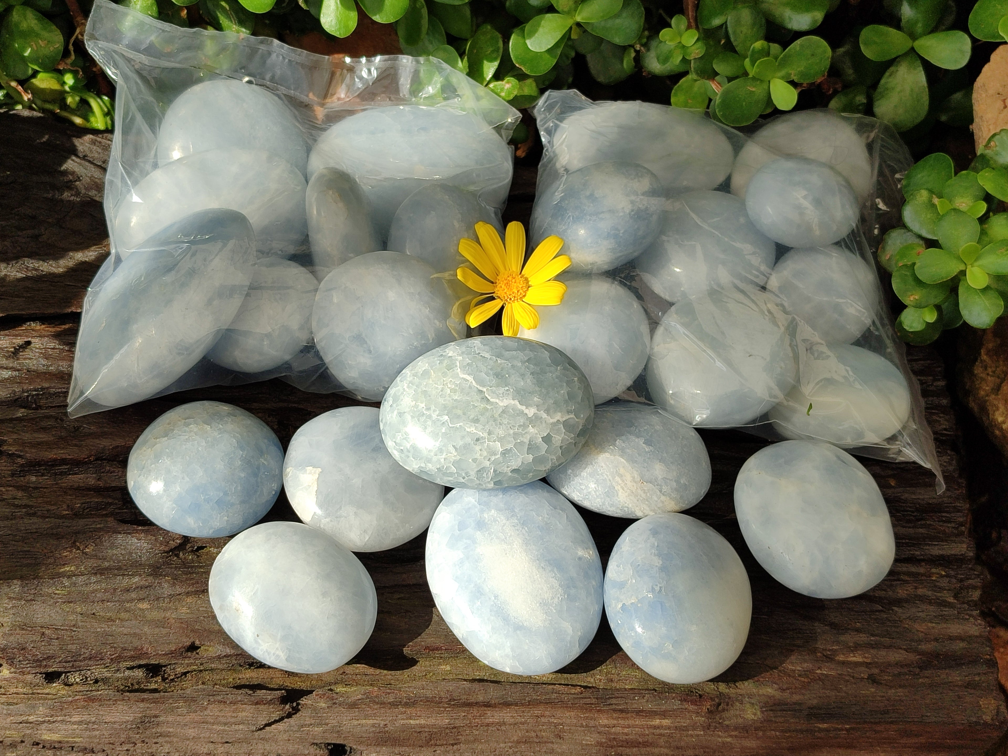 Polished Large Blue Calcite Galet / Palmstones - Sold per KG - From Madagascar - Toprock Gemstones and Minerals 