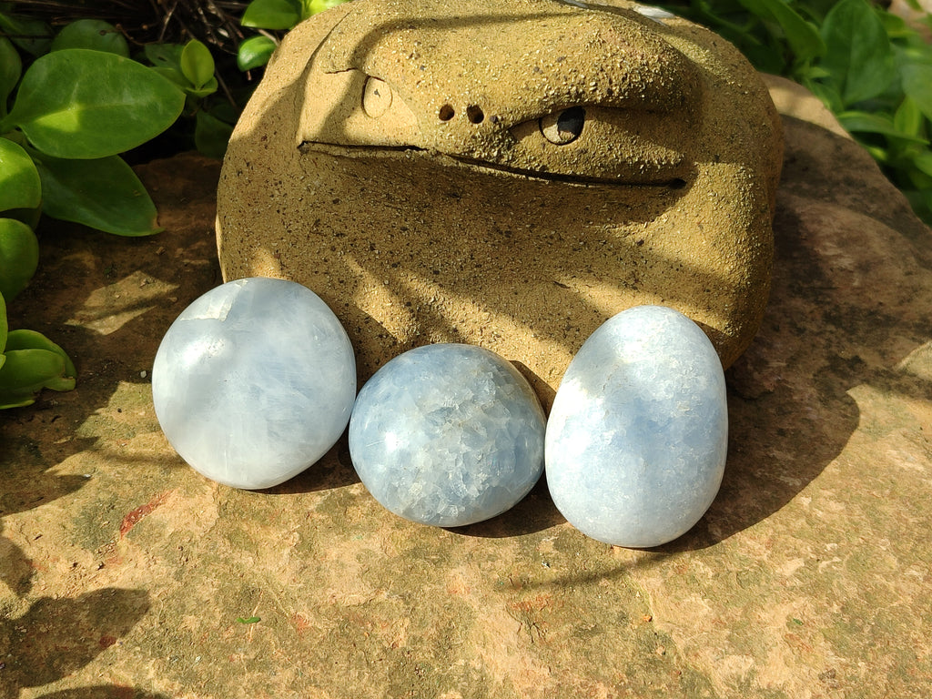 Polished Large Blue Calcite Galet / Palmstones - Sold per KG - From Madagascar - Toprock Gemstones and Minerals 