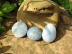Polished Large Blue Calcite Galet / Palmstones - Sold per KG - From Madagascar - Toprock Gemstones and Minerals 