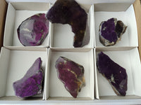 Polished On One Side Metallic Purpurite x 6 From Namibia - Toprock Gemstones and Minerals 