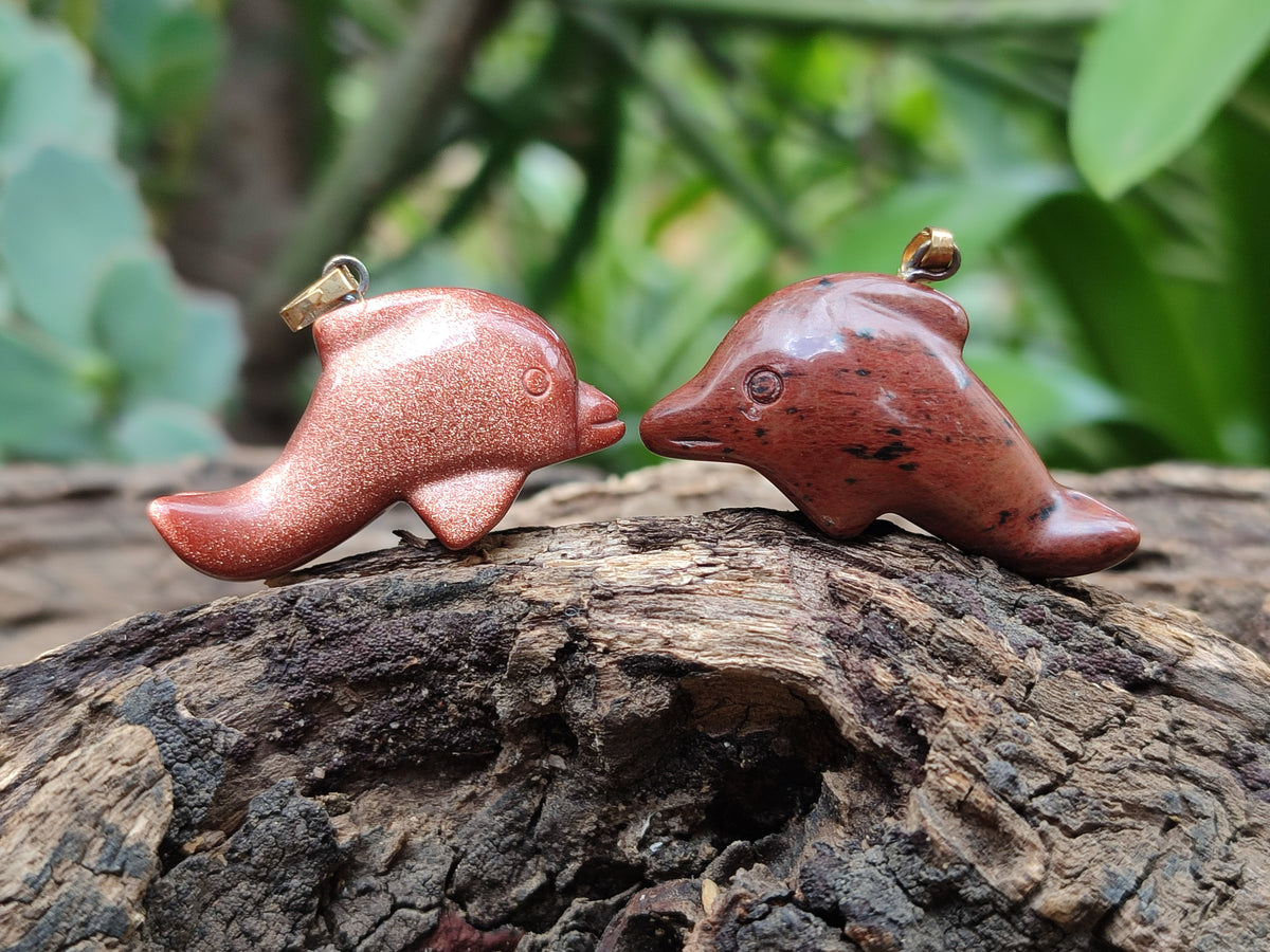 Polished Mixed Set Of 12 Gemstone Dolphin Pendants - Sold Per Box - From Southern Africa - Toprock Gemstones and Minerals 