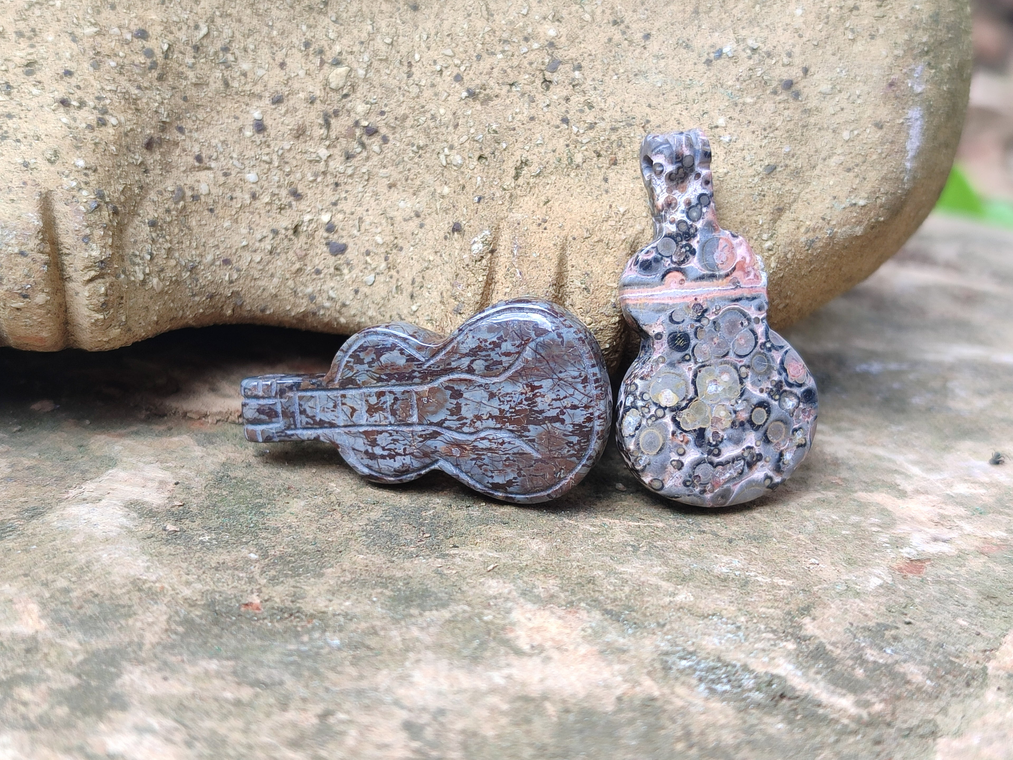 Hand Made Mixed Set Of 12 Gemstone Guitar Pendants - Sold Per Box - From Southern Africa - Toprock Gemstones and Minerals 