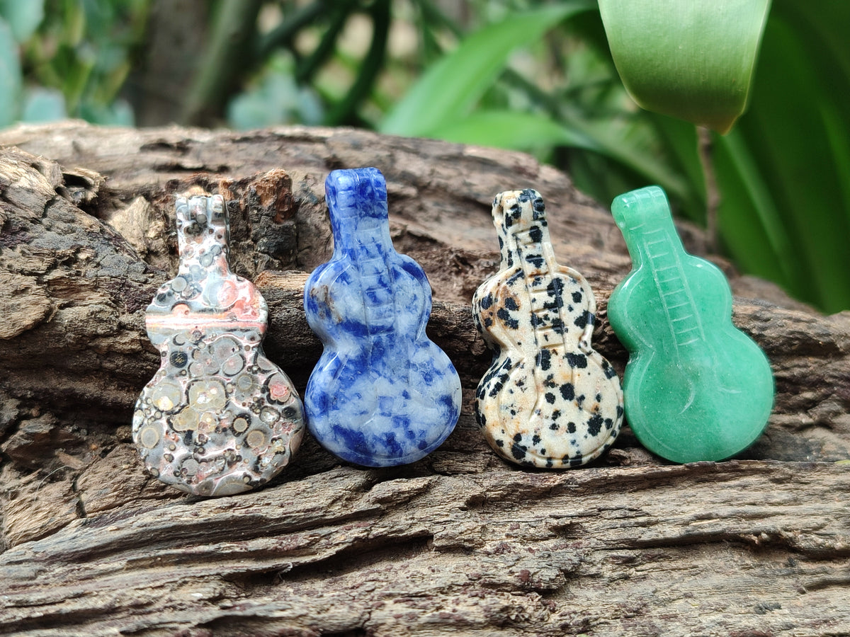 Hand Made Mixed Set Of 12 Gemstone Guitar Pendants - Sold Per Box - From Southern Africa - Toprock Gemstones and Minerals 