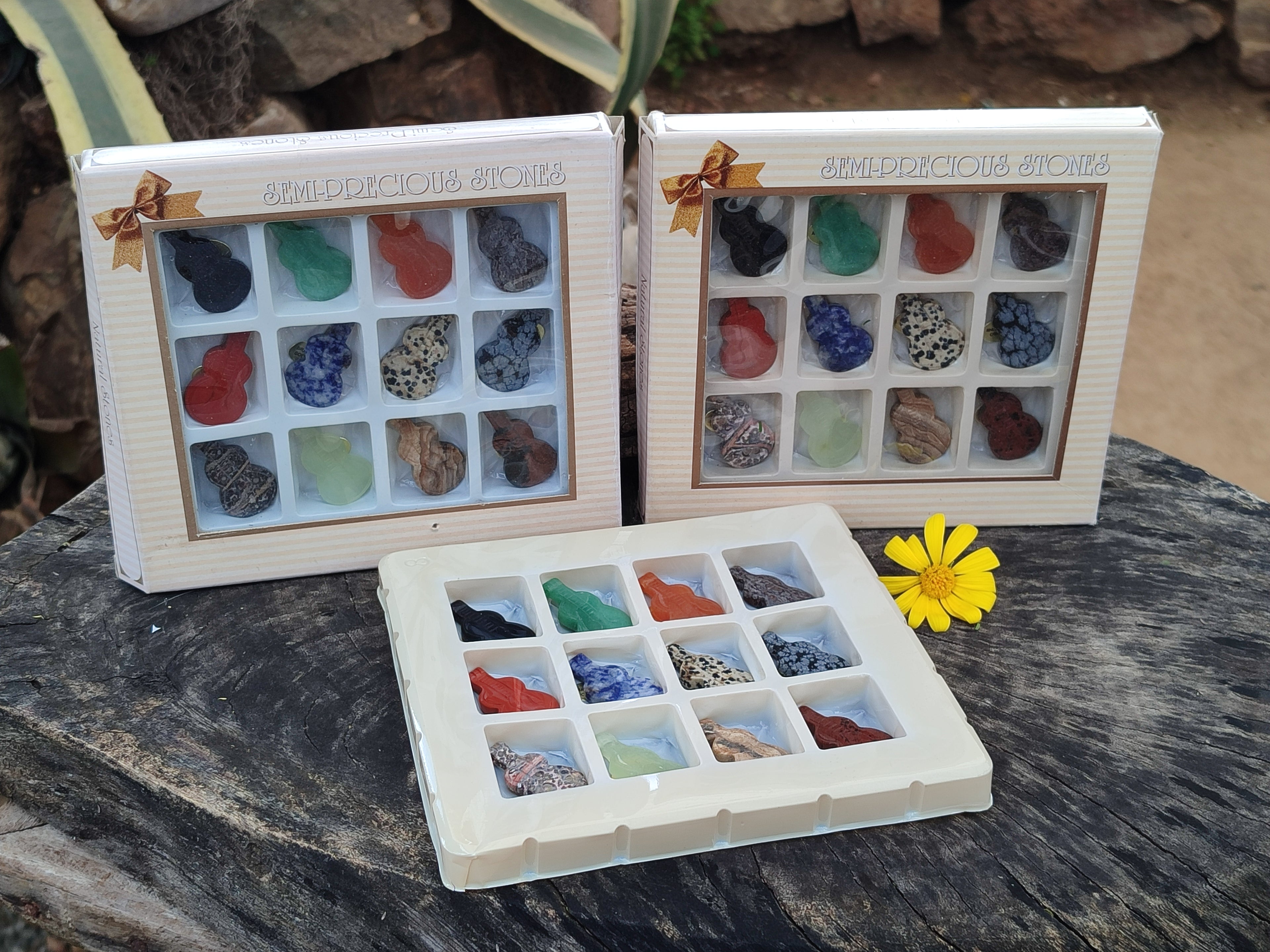 Hand Made Mixed Set Of 12 Gemstone Guitar Pendants - Sold Per Box - From Southern Africa - Toprock Gemstones and Minerals 