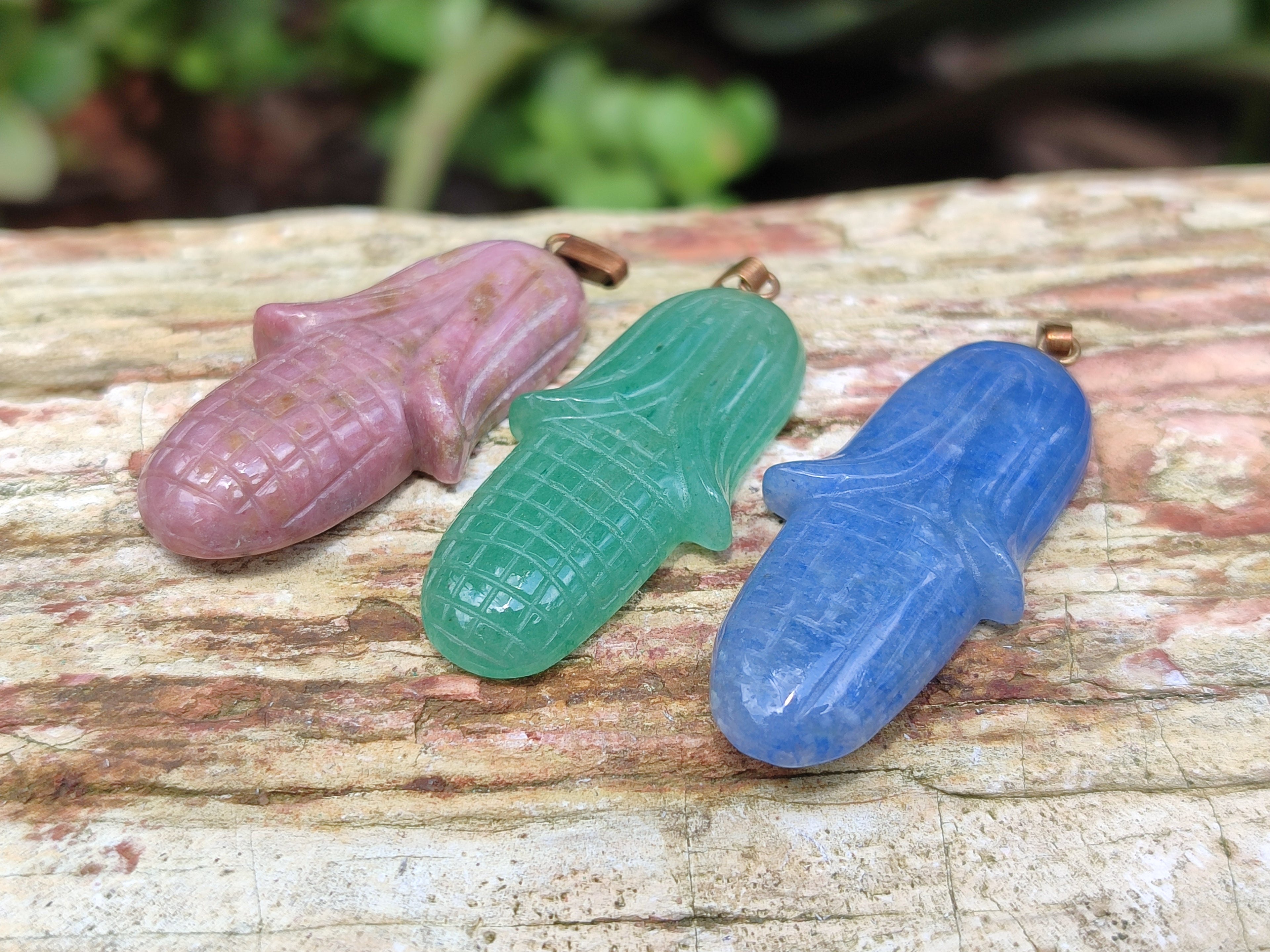 Hand Made Mixed Set Of 12 Gemstone Maize / Corn Cob Pendants - Sold Per Box - From World - Toprock Gemstones and Minerals 