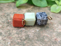 Hand Made Mixed Box Set of 12 Gemstone Dice Pendants - Sold Per Box - From World