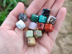 Hand Made Mixed Box Set of 12 Gemstone Dice Pendants - Sold Per Box - From World - Toprock Gemstones and Minerals 