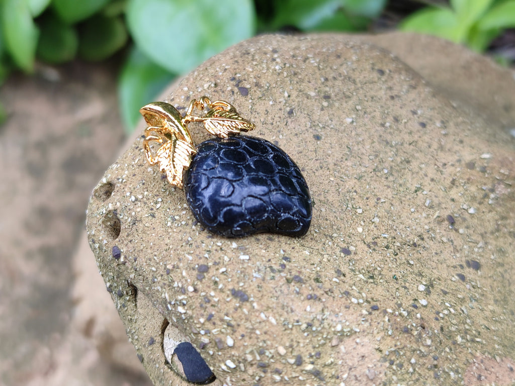 Hand Made Mixed Box Set of 12 Gemstone Strawberry Pendants with Gold Leaf Clasp - Sold Per Box - From World - Toprock Gemstones and Minerals 