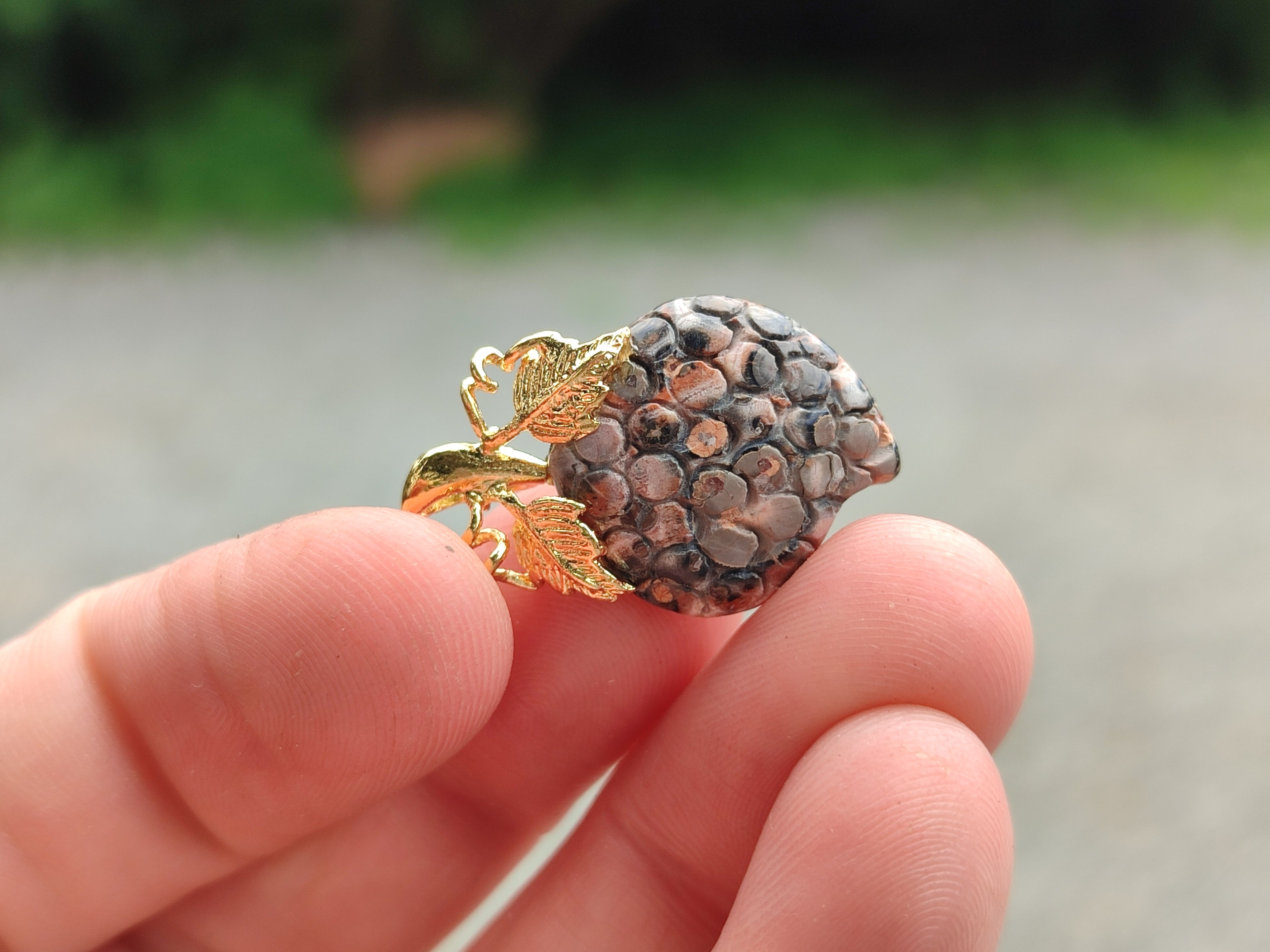 Hand Made Mixed Box Set of 12 Gemstone Strawberry Pendants with Gold Leaf Clasp - Sold Per Box - From World - Toprock Gemstones and Minerals 