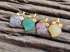 Hand Made Mixed Box Set of 12 Gemstone Strawberry Pendants with Gold Leaf Clasp - Sold Per Box - From World - Toprock Gemstones and Minerals 