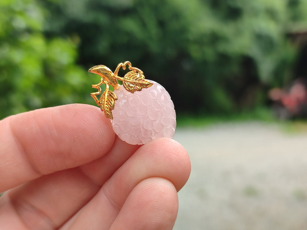 Hand Made Mixed Box Set of 12 Gemstone Strawberry Pendants with Gold Leaf Clasp - Sold Per Box - From World - Toprock Gemstones and Minerals 