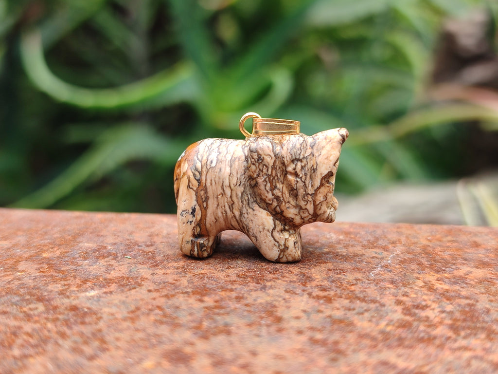 Hand Made Mixed Box Set of 12 Gemstone Elephant Pendants with Gold Clasp - Sold Per Box - From World - Toprock Gemstones and Minerals 