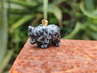 Hand Made Mixed Box Set of 12 Gemstone Elephant Pendants with Gold Clasp - Sold Per Box - From World