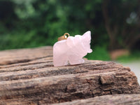 Hand Made Mixed Box Set of 12 Gemstone Elephant Pendants with Gold Clasp - Sold Per Box - From World