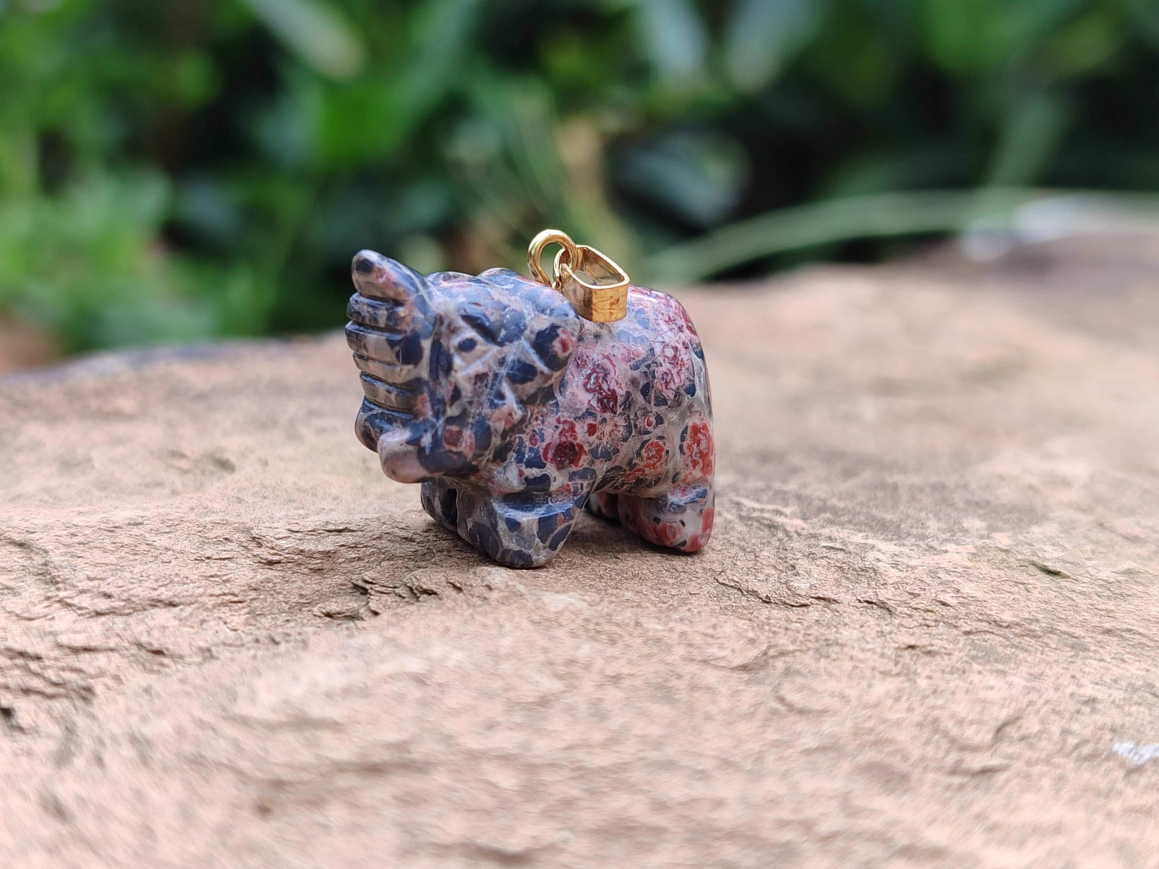 Hand Made Mixed Box Set of 12 Gemstone Elephant Pendants with Gold Clasp - Sold Per Box - From World - Toprock Gemstones and Minerals 