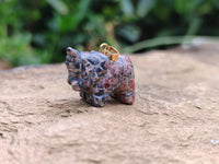 Hand Made Mixed Box Set of 12 Gemstone Elephant Pendants with Gold Clasp - Sold Per Box - From World
