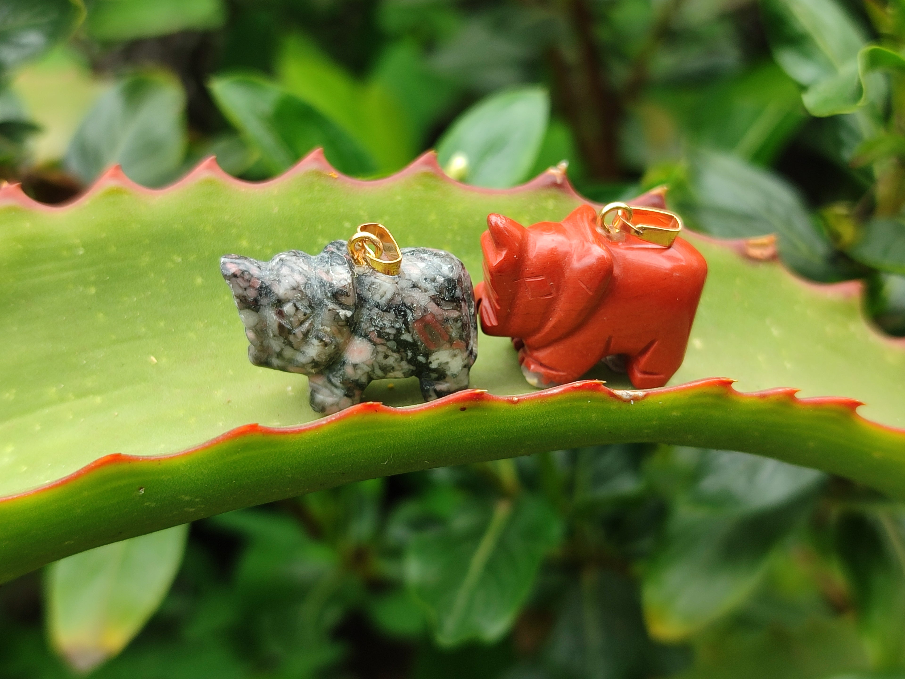 Hand Made Mixed Box Set of 12 Gemstone Elephant Pendants with Gold Clasp - Sold Per Box - From World - Toprock Gemstones and Minerals 