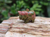 Hand Made Mixed Box Set of 12 Gemstone Elephant Pendants with Gold Clasp - Sold Per Box - From World