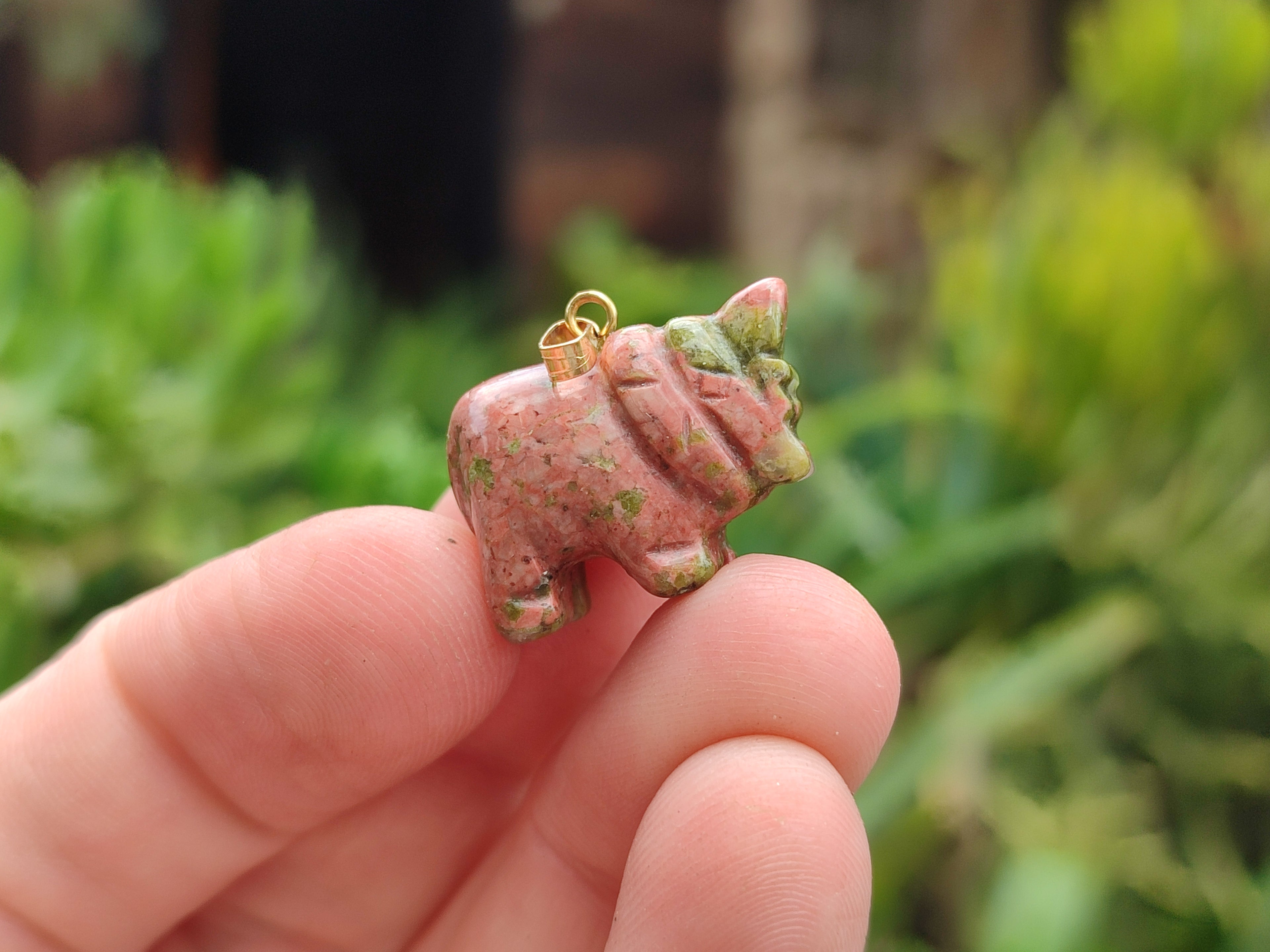 Hand Made Mixed Box Set of 12 Gemstone Elephant Pendants with Gold Clasp - Sold Per Box - From World - Toprock Gemstones and Minerals 