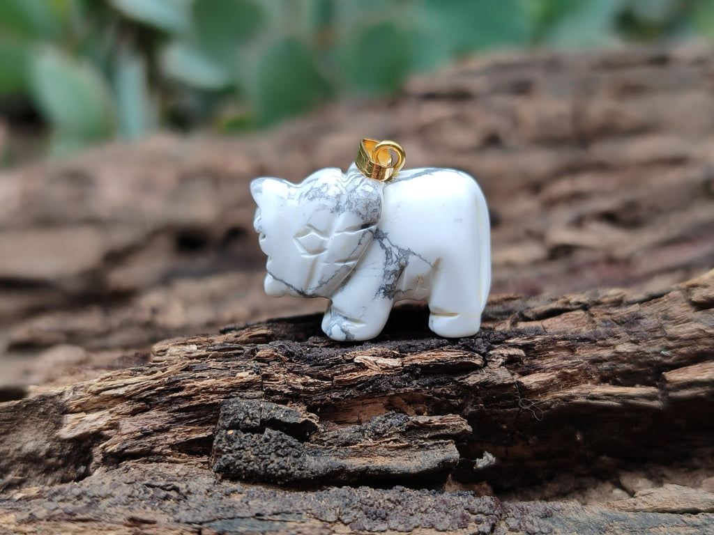 Hand Made Mixed Box Set of 12 Gemstone Elephant Pendants with Gold Clasp - Sold Per Box - From World - Toprock Gemstones and Minerals 