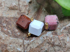 Hand Made Mixed Box Set of 20 Gemstone Dice Pendants with Gold Clasp - Sold Per Box - From World - Toprock Gemstones and Minerals 