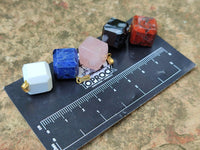 Hand Made Mixed Box Set of 20 Gemstone Dice Pendants with Gold Clasp - Sold Per Box - From World