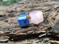 Hand Made Mixed Box Set of 20 Gemstone Dice Pendants with Gold Clasp - Sold Per Box - From World