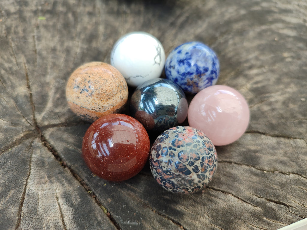 Polished Mixed Box Set of 12 Mini Gemstone Sphere - Sold Per Box - From World - Toprock Gemstones and Minerals 