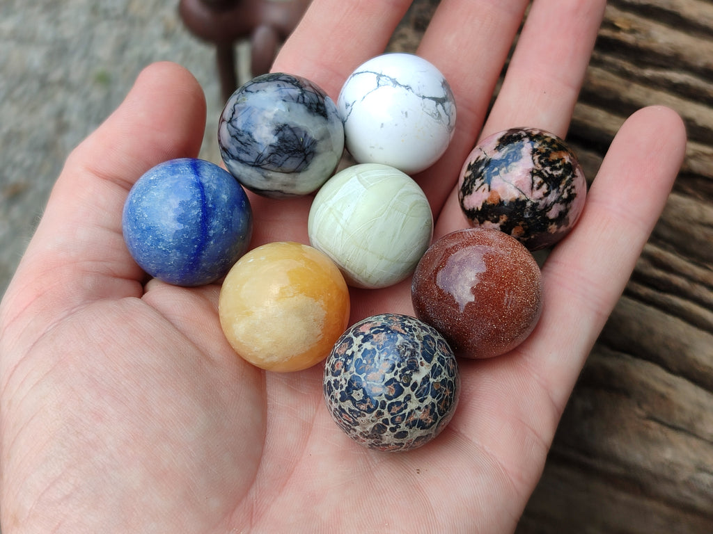 Polished Mixed Box Set of 12 Mini Gemstone Sphere - Sold Per Box - From World - Toprock Gemstones and Minerals 