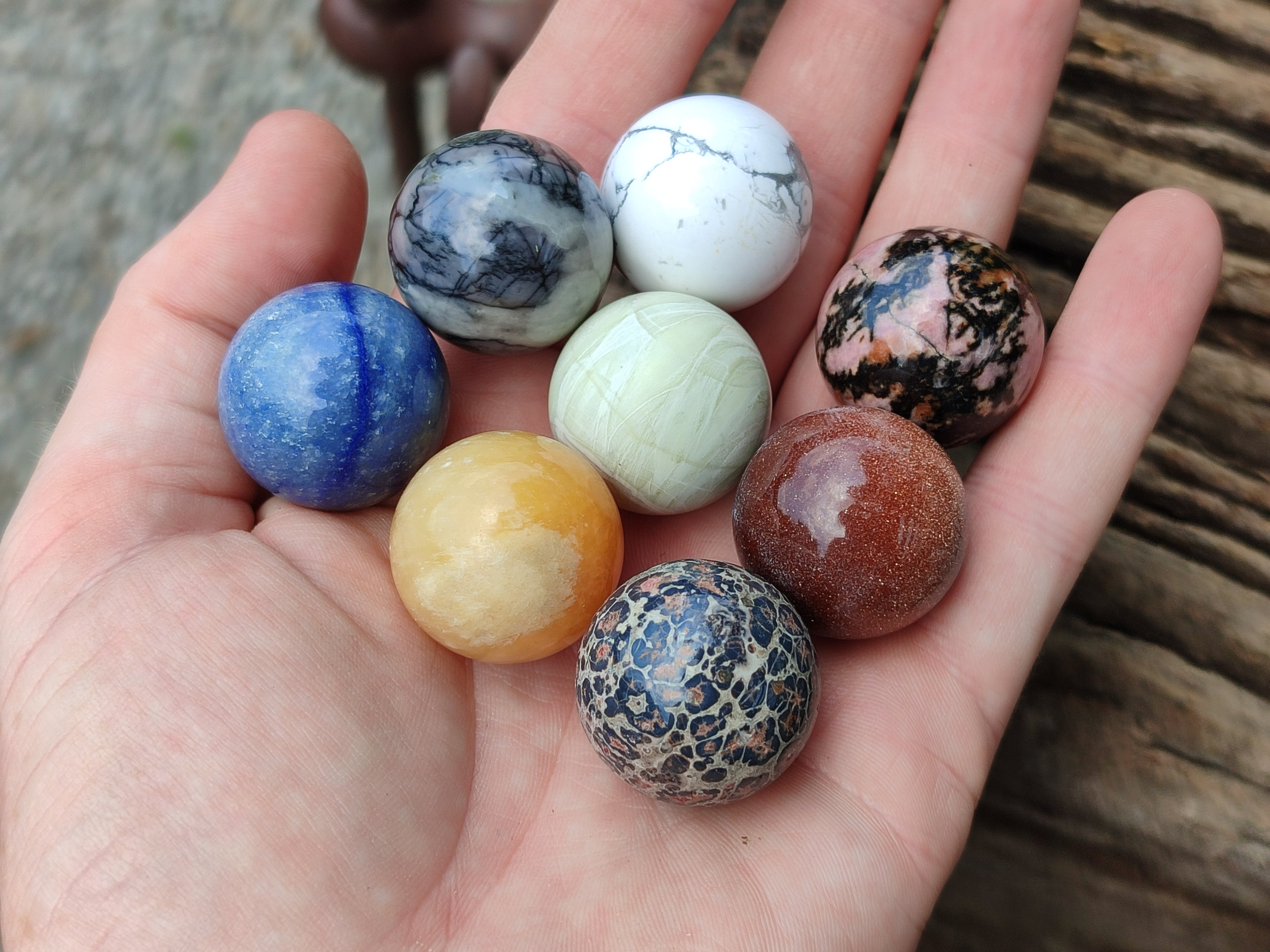 Polished Mixed Box Set of 12 Mini Gemstone Sphere - Sold Per Box - From World - Toprock Gemstones and Minerals 