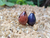 Hand Made Mixed Box Set of 12 Mini Gemstone Teardrop Pendants with Gold Clasp - Sold Per Box - From World