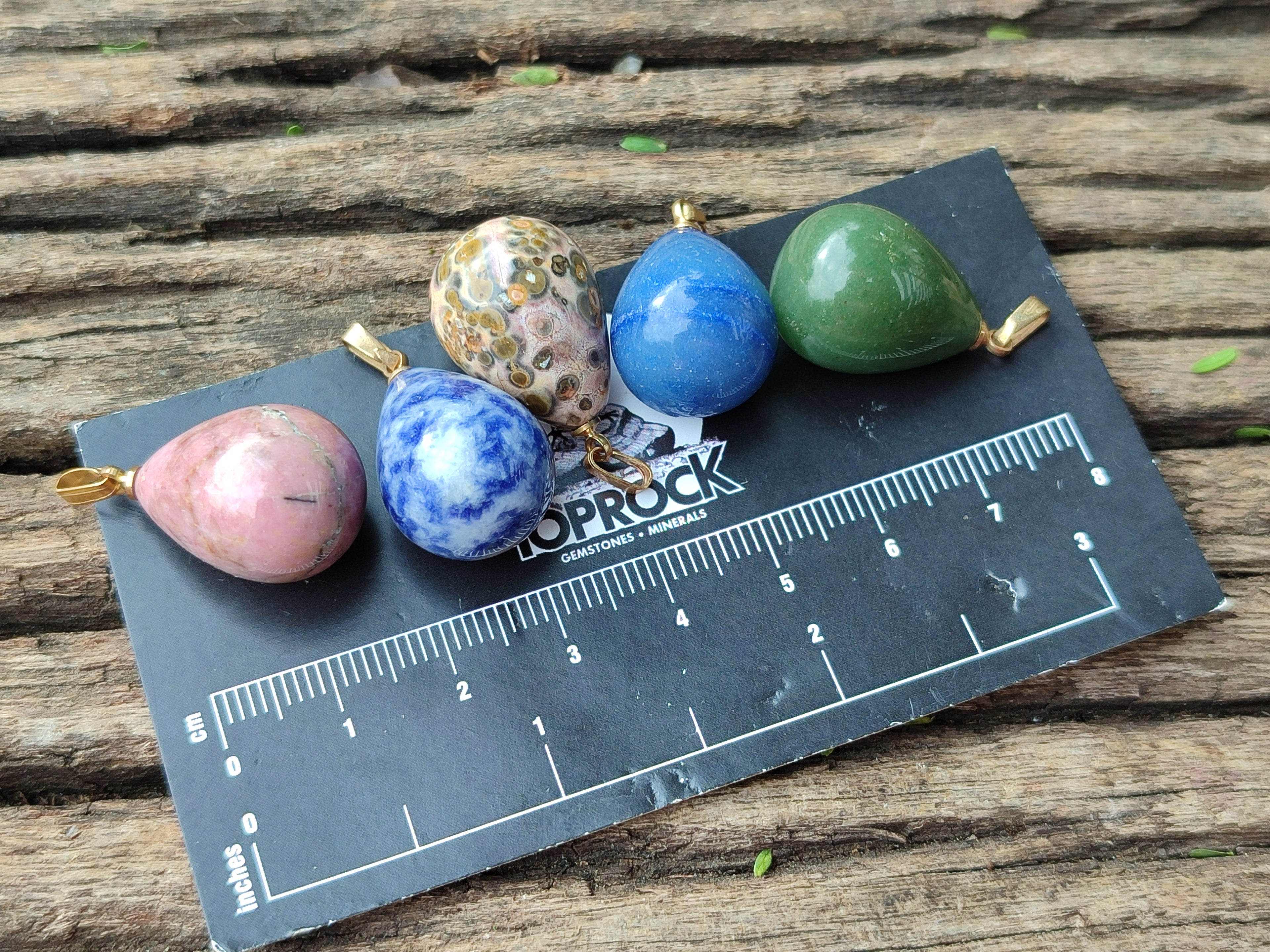 Hand Made Mixed Box Set of 12 Mini Gemstone Teardrop Pendants with Gold Clasp - Sold Per Box - From World - Toprock Gemstones and Minerals 