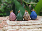 Hand Made Mixed Box Set of 12 Mini Gemstone Teardrop Pendants with Gold Clasp - Sold Per Box - From World - Toprock Gemstones and Minerals 