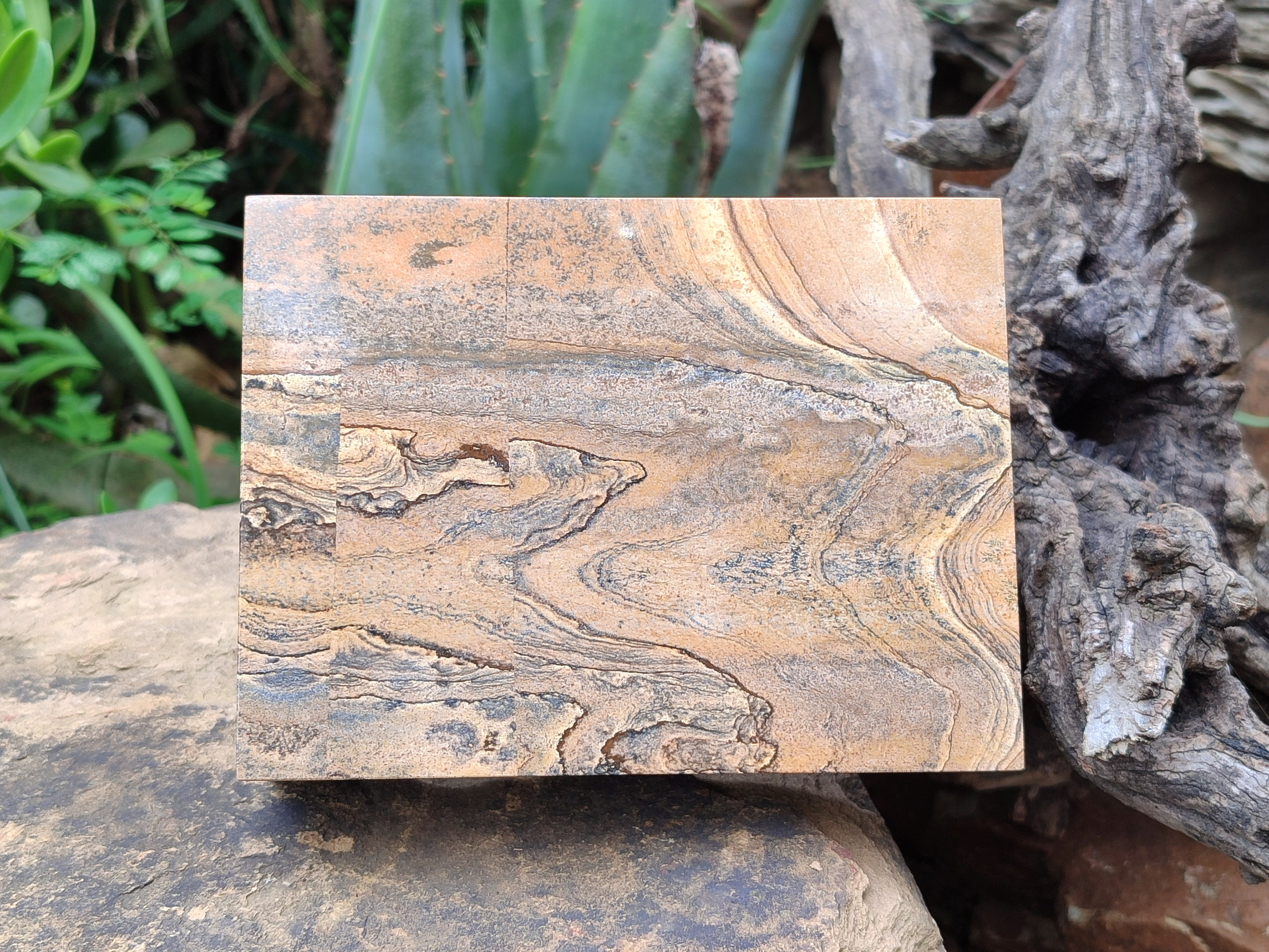 Hand Made Namibian Desert Picture Stone Jasper Jewellery Box - Sold per Item - From Namibia - Toprock Gemstones and Minerals 