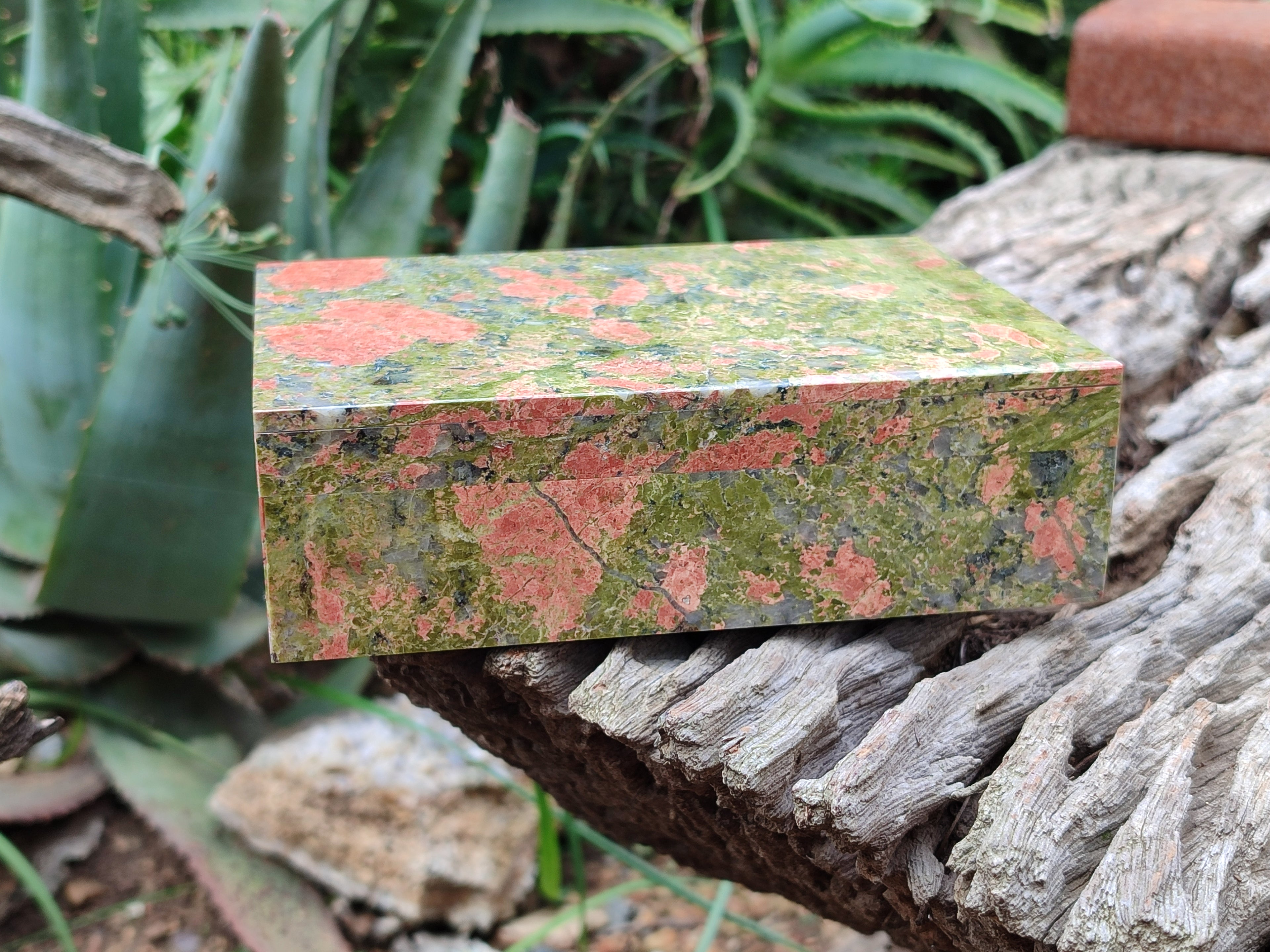 Hand Made Unakite Jewellery Box - Sold per Item - From South Africa - Toprock Gemstones and Minerals 