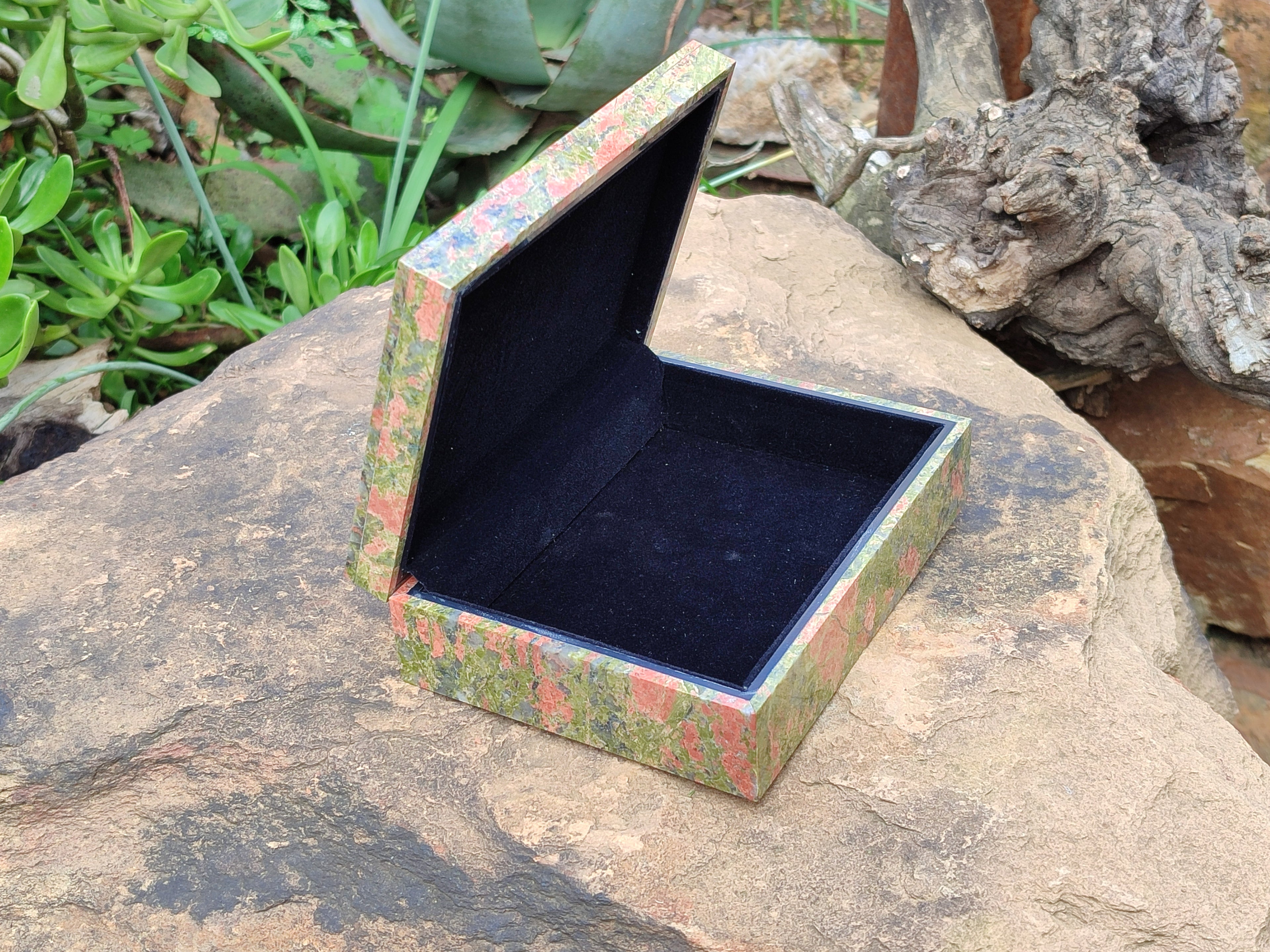 Hand Made Unakite Jewellery Box - Sold per Item - From South Africa - Toprock Gemstones and Minerals 